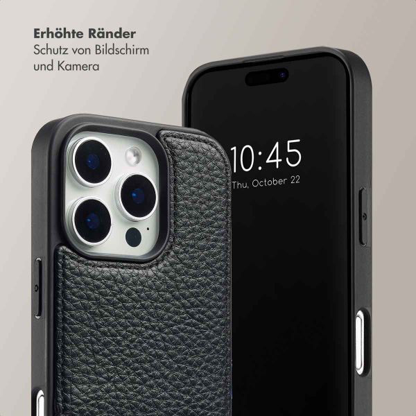 Selencia Nova Back Cover mit Kordel und Kartenhalter für das iPhone 16 Pro Max - Schwarz