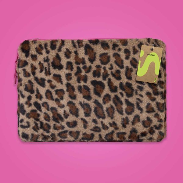 imoshion Fluffy Laptop Hülle 13-14 Zoll - Laptop Sleeve - Leopard Pink