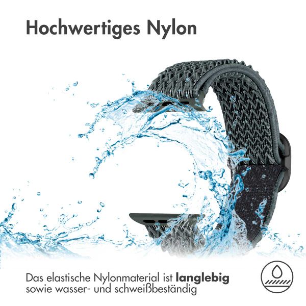 imoshion Elastische Nylonarmband für das Apple Watch Series 1-9 / SE - 38/40/41 mm / Series 10 - 42 mm - Dunkelgrau