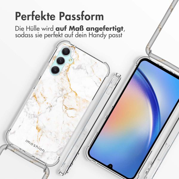 imoshion Design Hülle mit Band für das Samsung Galaxy A34 (5G) - White Marble