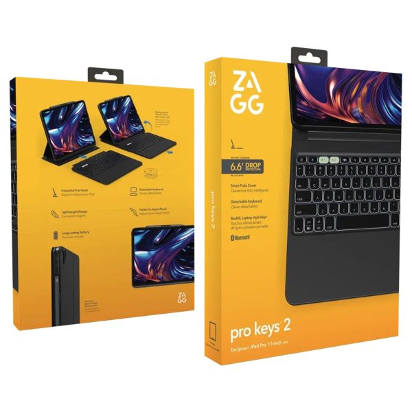 ZAGG Pro Keys 2 QWERTZ keyboard Klapphülle für das iPad Pro 11 (2025) M5 / (2024) M4 - Schwarz
