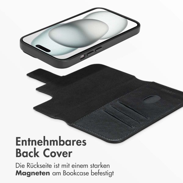 Accezz 2-in-1 Klapphülle aus Leder mit MagSafe für das iPhone 15 - Onyx Black