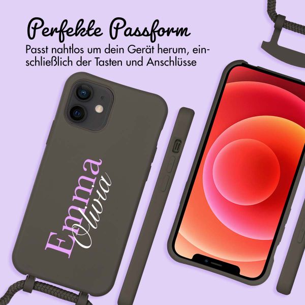 Personalisierte Color Backcover MagSafe mit abtrennbarem Band und Namen für iPhone 12 Pro - Black Coffee