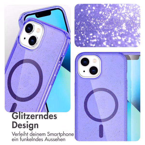 imoshion Sparkle Back Cover mit MagSafe für das Apple iPhone 14 - Glitzer Violett