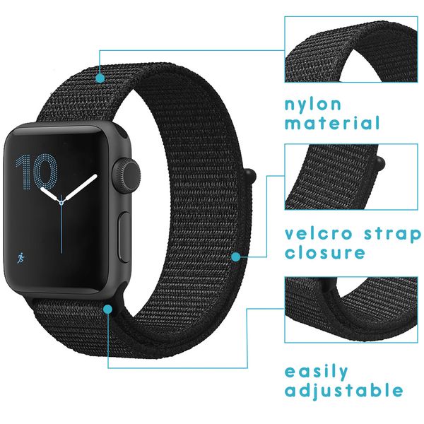 imoshion Nylon-Armband für die Apple Watch Series 1 bis 10 / SE / Ultra (2) (44/45/46/49 mm) - Schwarz