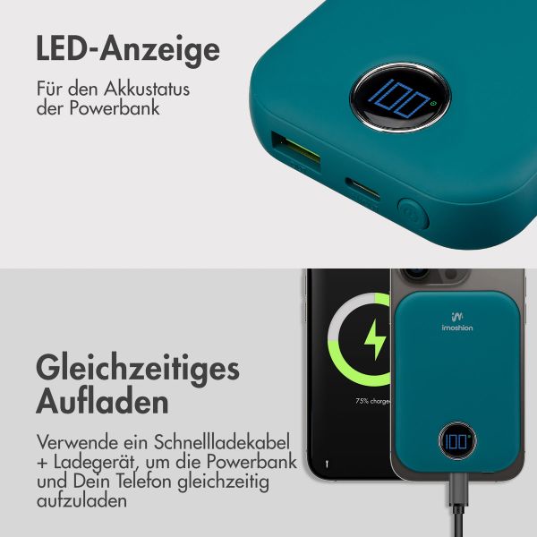 imoshion MagSafe Powerbank - 10.000 mAh - Kabellose Powerbank - Petrolgrün