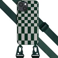 Selencia SilikonHülle design mit abnehmbarem Band Apple iPhone 15 Plus - Irregular Check Green