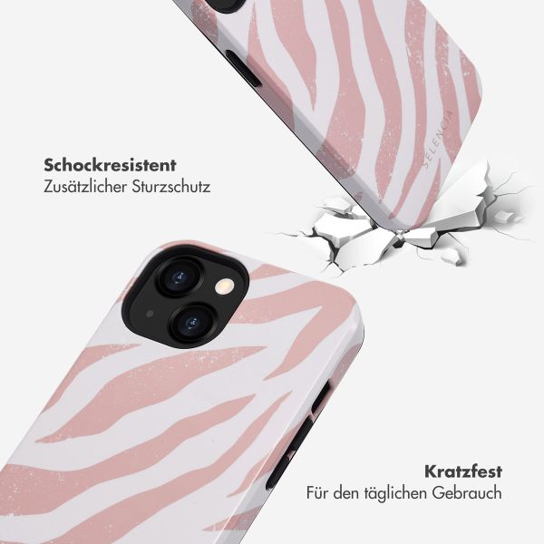 Selencia Vivid Tough Back Cover für das iPhone 13 - Colorful Zebra Old Pink