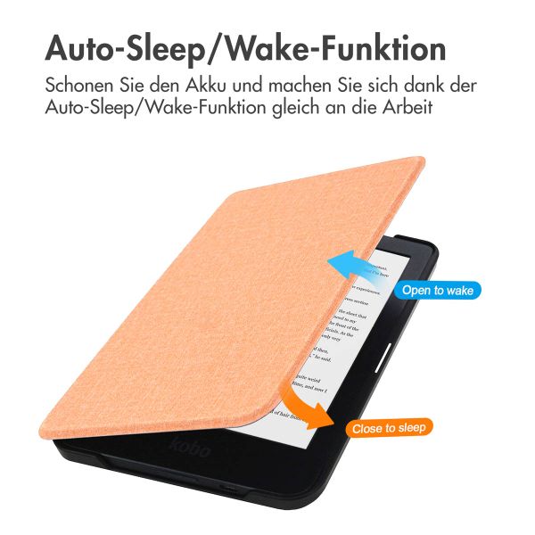 imoshion Canvas Sleepcover Klapphülle Kobo Clara HD - Peach