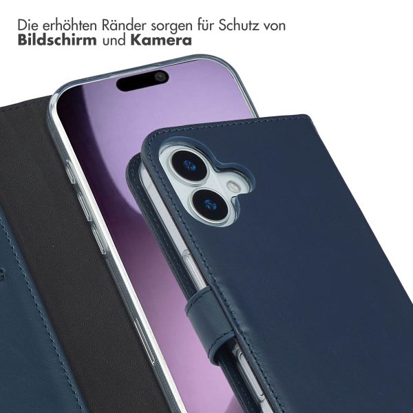Selencia Echtleder Klapphülle Apple iPhone 17 - Blau