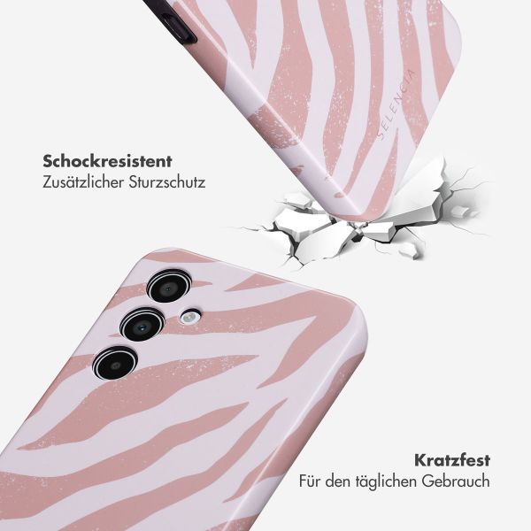 Selencia Vivid Tough Back Cover für das Samsung Galaxy A35 - Colorful Zebra Old Pink