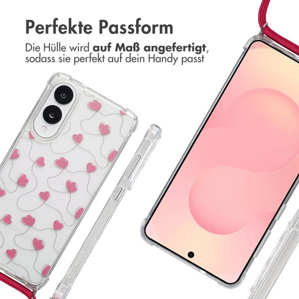 imoshion Design Hülle mit Band Samsung Galaxy S25 Edge - Dusty Rose Connected Hearts