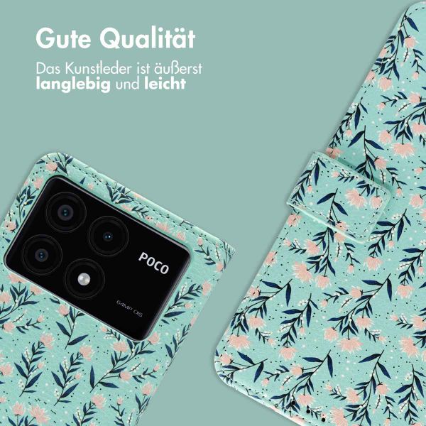 imoshion Design Klapphülle für das Xiaomi Poco X6 Pro - Blue Flowers