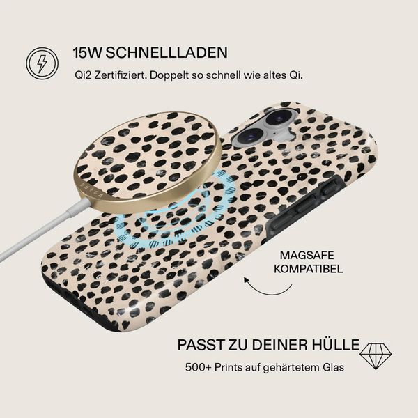 Burga Kabelloses magnetisches Ladegerät - MagSafe und Qi2 - Almond Latte / Gold