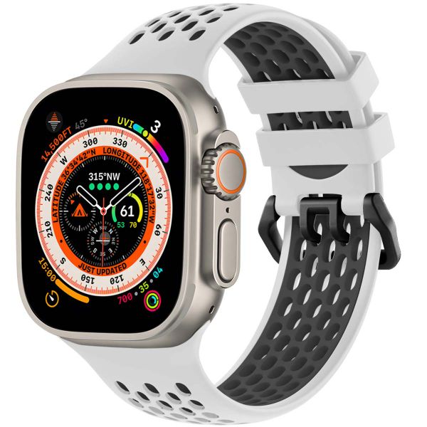 imoshion Silikonsportarmband Buckle für das Apple Watch Series 1 bis 10 / SE / Ultra (2) (44/45/46/49 mm) - Weiß / Schwarz