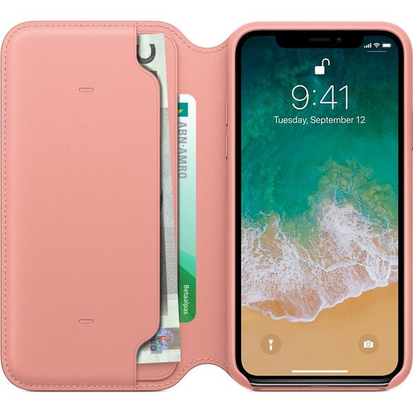 Apple Leather Folio Klapphülle Pink für das iPhone X / Xs