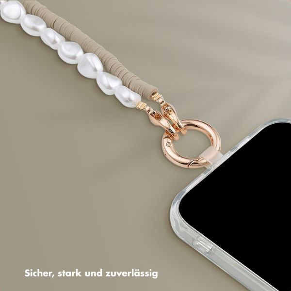 Selencia Handyketten Set mit Perlen und Elastikbändern - Greige