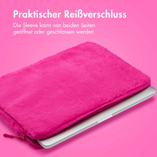 imoshion Fluffy Laptop Hülle 13-14 Zoll - Laptop Sleeve - Hot Pink