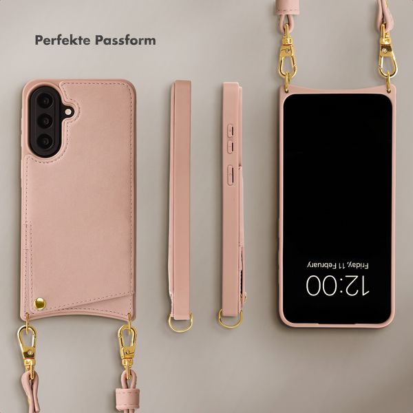 Selencia Nova HandyHülle mit Kordel und Kartenhalter Samsung Galaxy A57 (5G) - Dusty Rose