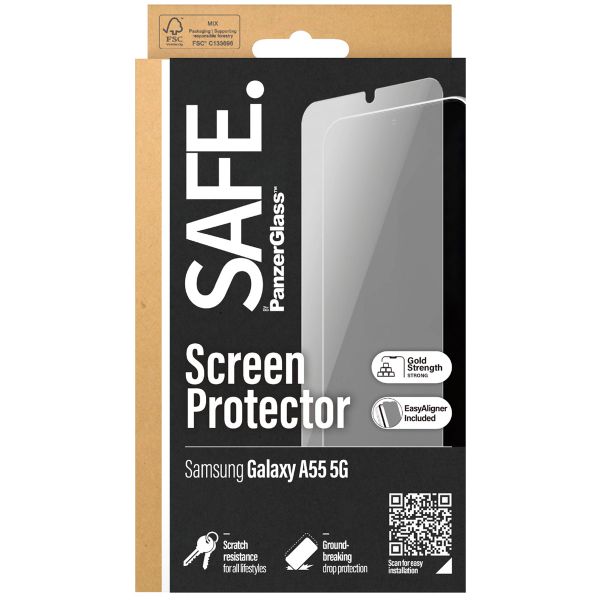 SAFE by PanzerGlass Ultra-Wide Fit Screenprotector inkl. Applikator für das Samsung Galaxy A55