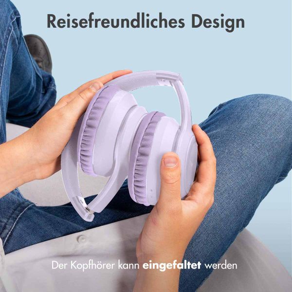 imoshion Kids LED Light Bluetooth-Kopfhörer - Kinderkopfhörer mit Dezibelbegrenzer - Kabelloser Kopfhörer + AUX-Kabel - Lavender Lilac