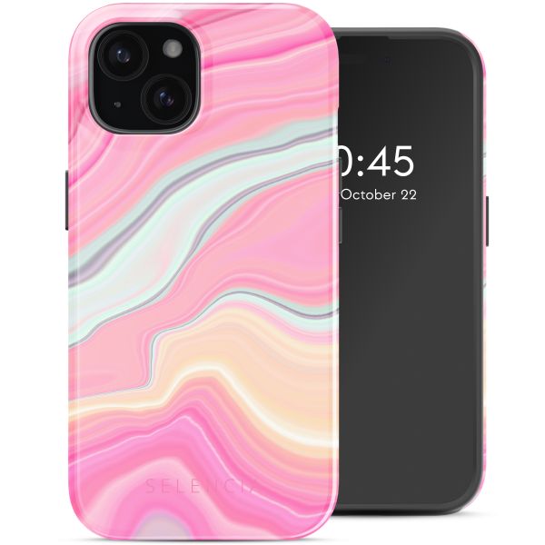 Selencia Vivid Tough Back Cover mit MagSafe für das iPhone 15 - Pastel Lipstick Marble