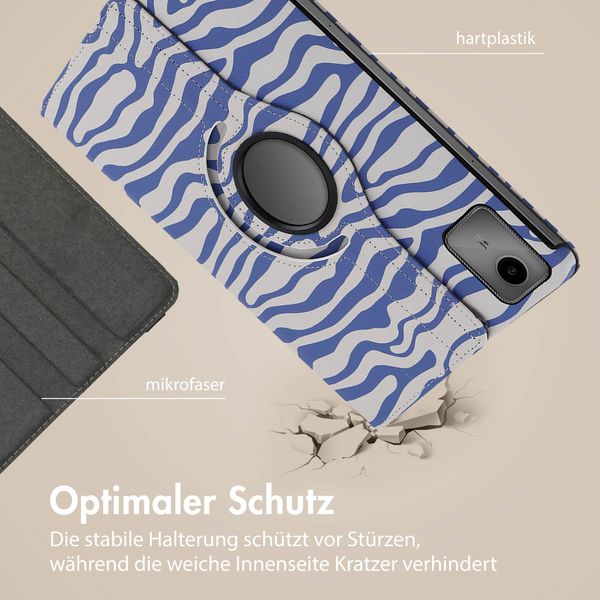 imoshion 360° drehbare Design Klapphülle für das Lenovo Tab M11 - White Blue Stripes