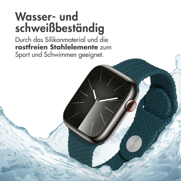 imoshion Geflochtenes Silikonarmband für das  Apple Watch Series 1 t/m 9 / SE (38/40/41 mm) | Series 10 / 11 (42 mm) - Dunkelgrün