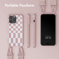 Selencia SilikonHülle design mit abnehmbarem Band Apple iPhone 14 Pro Max - Irregular Check Sand Pink