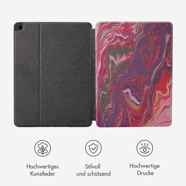 Selencia Vivid Klapphülle Apple iPad 9 (2021) 10.2 Zoll / iPad 8 (2020) 10.2 Zoll / iPad 7 (2019) 10.2 Zoll - Marble Plum