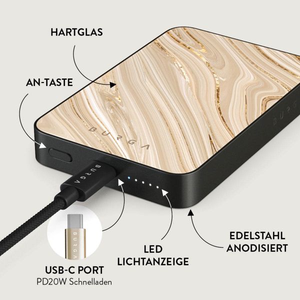 Burga Magnetische Powerbank 5.000 mAh - Geeignet für MagSafe und Qi2 - Full Glam / Gunmetal