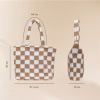 Selencia Zaya Tote Bag - Teddy Laptoptasche 16 Zoll - Checkered Beige