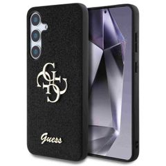 Guess 4G Metal Logo Back Cover mit Glitter Samsung Galaxy S25 Plus - Schwarz