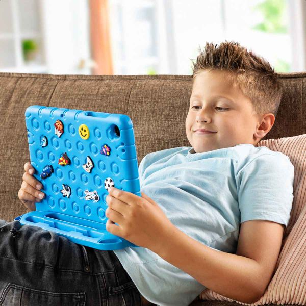 imoshion Kindersichere Schutzhülle mit abnehmbaren Ansteckern Samsung Galaxy Tab A11 Plus / A9 Plus - Blau