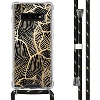 imoshion Design Hülle mit Band für das Samsung Galaxy S10 Plus - Golden Leaves