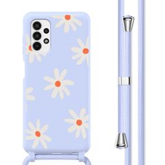 imoshion Silikonhülle design mit Band für das Samsung Galaxy A13 (4G) - Lila Flower Distance