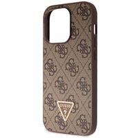 Guess 4G Logo Triangle Strass Back Cover für das iPhone 15 Pro - Braun