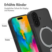 Accezz Ring Stand Backcover mit MagSafe für das Apple iPhone 16 - Schwarz