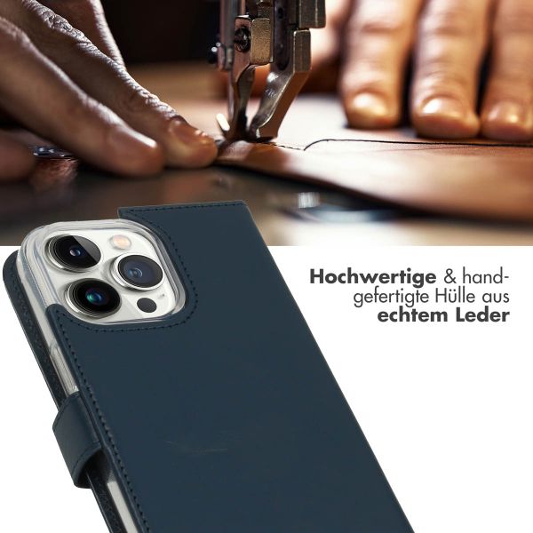 Selencia Echtleder Klapphülle iPhone 14 Pro Max - Blau