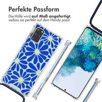 imoshion Design Hülle mit Band Samsung Galaxy S20 Plus - Cobalt Blue Flowers Connect