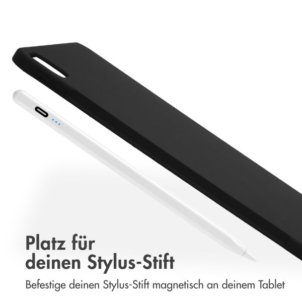 Accezz Liquid Silicone Back Cover mit Stifthalter für das iPad Pro 13 (2024) M4 - Schwarz