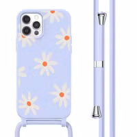 imoshion Silikonhülle design mit Band für das Apple iPhone 12 (Pro) - Lila Flower Distance