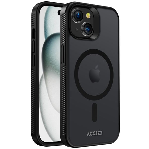 Accezz Rugged Frosted Back Cover mit MagSafe für das iPhone 15 - Schwarz