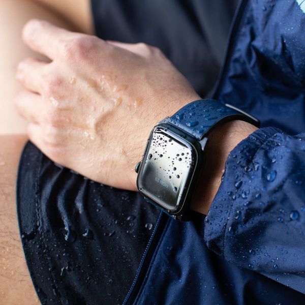 Uniq Straden Wasserdichtes Lederarmband für das  Apple Watch Series 1 t/m 11 / SE / Ultra (44/45/46/49 mm) - Prussian