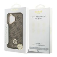 Guess Classic Strass Logo Leather Back Cover mit MagSafe Apple iPhone 17 - Braun