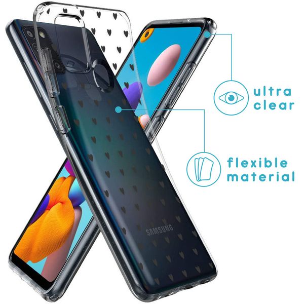 imoshion Design Hülle Samsung Galaxy A21s - Herzen - Schwarz