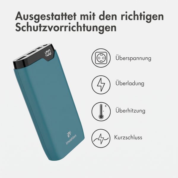 imoshion Powerbank 20.000 mAh - 22,5W Schnellladegerät - USB-C / USB-A - Petrol Green