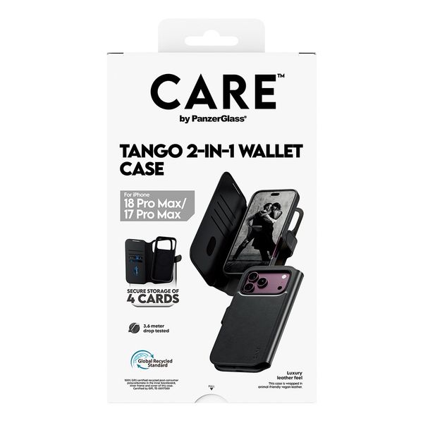 CARE by PanzerGlass Tango 2 in 1 Wallet Case MagSafe Apple iPhone 18 Pro Max / 17 Pro Max - Schwarz