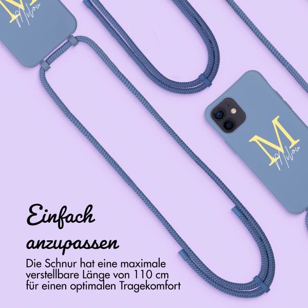 Personalisierte Color Backcover MagSafe mit abtrennbarem Band und Buchstaben für iPhone 12 Pro - Ash Blue