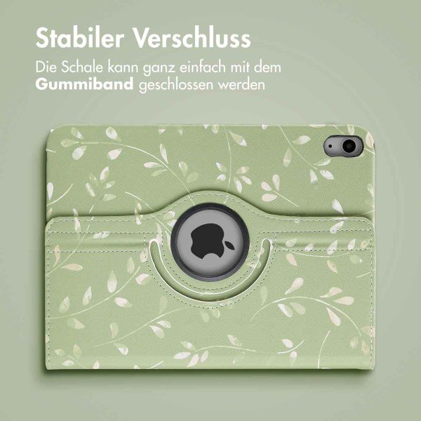 imoshion 360° drehbare Design Klapphülle Apple iPad 11 (2025) 11 Zoll A16 / iPad 10 (2022) 10.9 Zoll - Green Flowers
